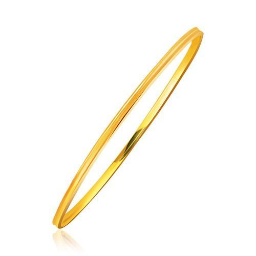 14k Yellow Gold Concave Motif Thin Stackable Bangle, size 8''