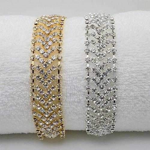 Brocade Bracelet Crystal Chevron Design In Vintage Look
