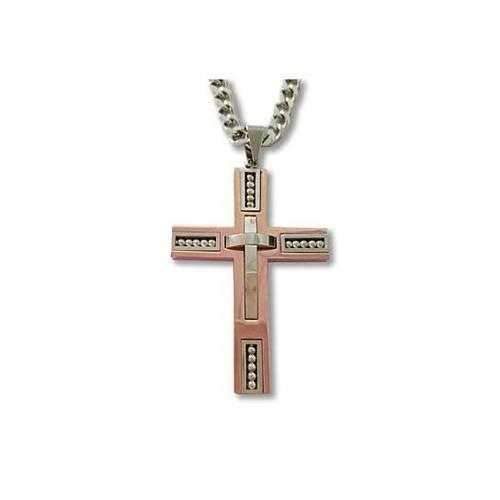 Keepsake Cross Pendant With A Curb Chain For Men 18kt Gold Plated