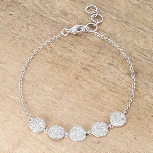 Carol 0.8ct CZ Rhodium Pave Disc Bracelet
