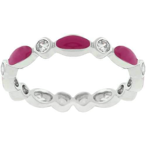 Fuchsia Link Enamel Stacker Ring