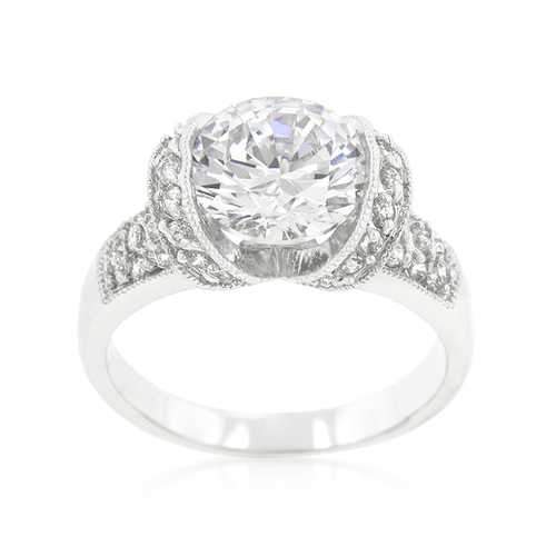 Tension Set Cubic Zirconia Engagement Ring