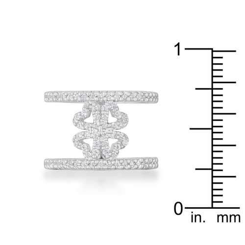 Lauren 0.4ct CZ Rhodium Delicate Clover Wrap Ring