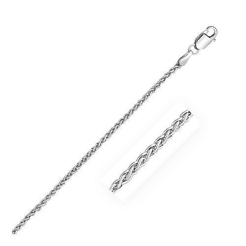 2.2mm Sterling Silver Rhodium Plated Wheat Chain, size 24''