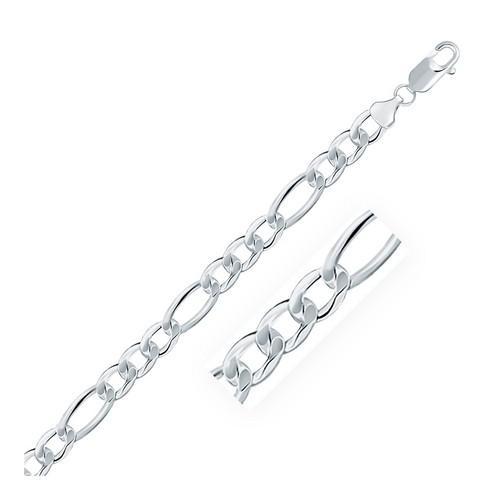 Rhodium Plated 8.1mm Sterling Silver Figaro Style Chain, size 22''