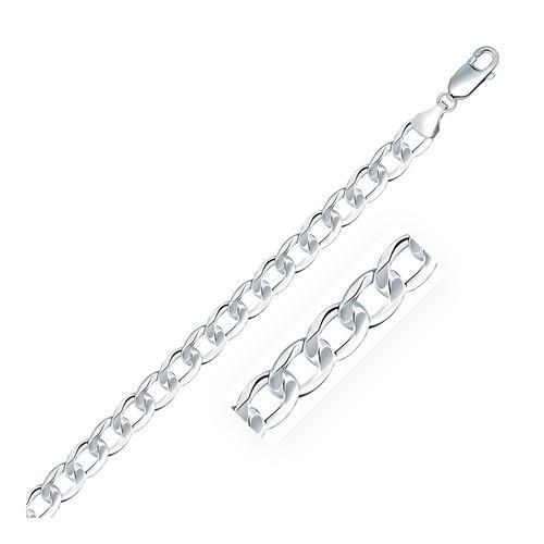 Rhodium Plated 7.2mm Sterling Silver Curb Style Chain, size 20''
