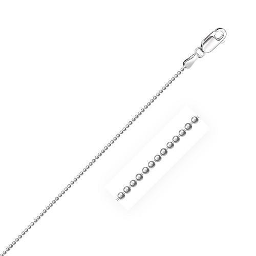 Sterling Silver Rhodium Plated Bead Chain 1.2mm, size 18''