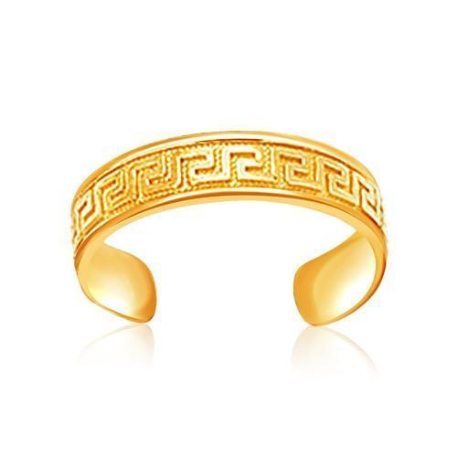 14k Yellow Gold Labyrinth Motif Toe Ring