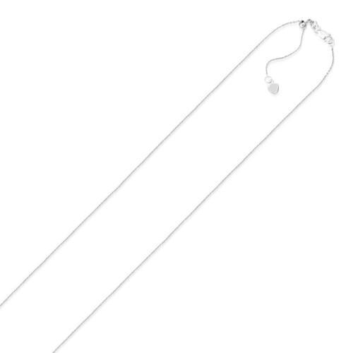 10k White Gold Adjustable Cable Chain 0.9mm, size 22''