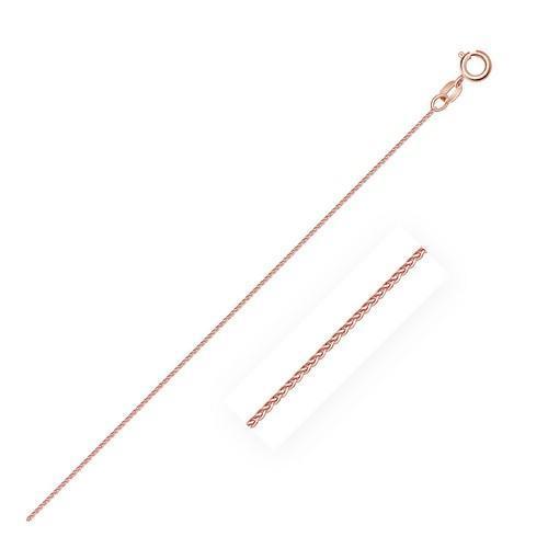 14k Rose Gold Diamond Cut Round Wheat Chain 0.6mm, size 18''