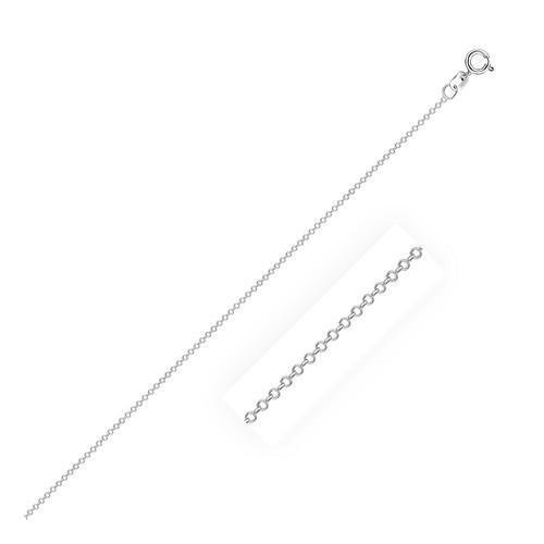 Sterling Silver Rhodium Plated Cable Chain 0.6mm, size 20''