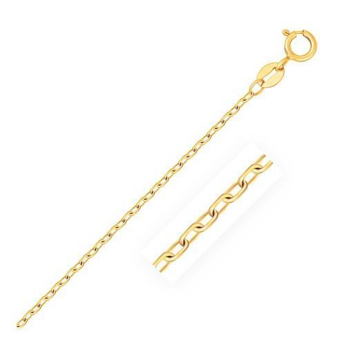 14k Yellow Gold Faceted Cable Link Chain 1.3mm, size 16''