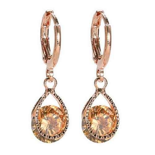 Diamond Drops Colorful Hoop Earrings In Rose Gold And Silver polish