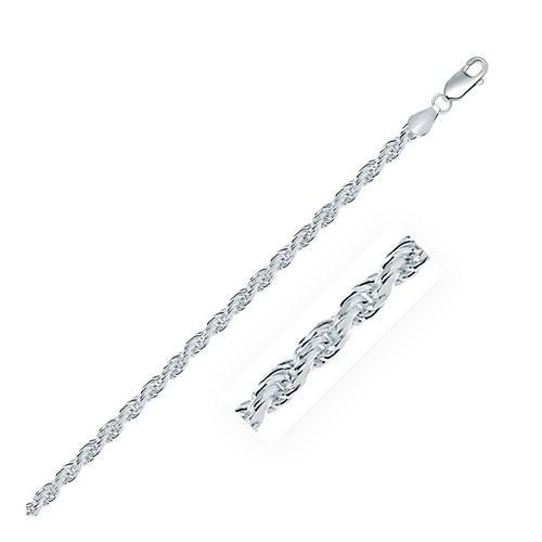 Sterling Silver 3.6mm Diamond Cut Rope Style Chain, size 22''