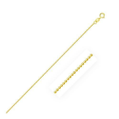 14k Yellow Gold Diamond-Cut Bead Chain 1.0mm, size 18''