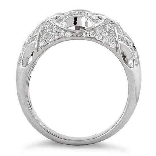 Commitment Ring Woven Style CZs On Platinum Plating