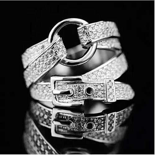Cowgirl Ring Shaped Like A Belt With CZ Stones