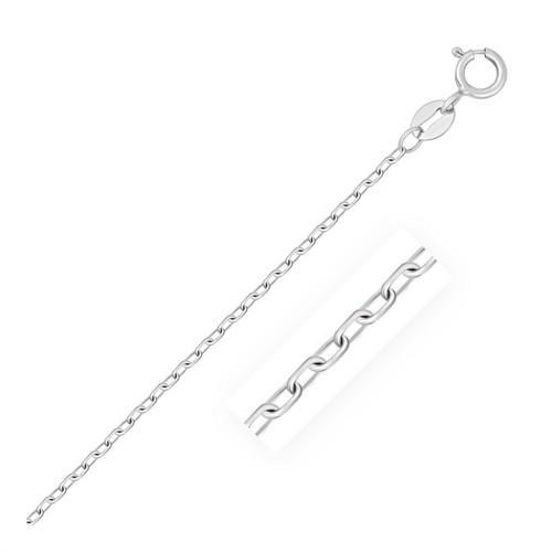 14k White Gold Faceted Cable Link Chain 1.3mm, size 20''