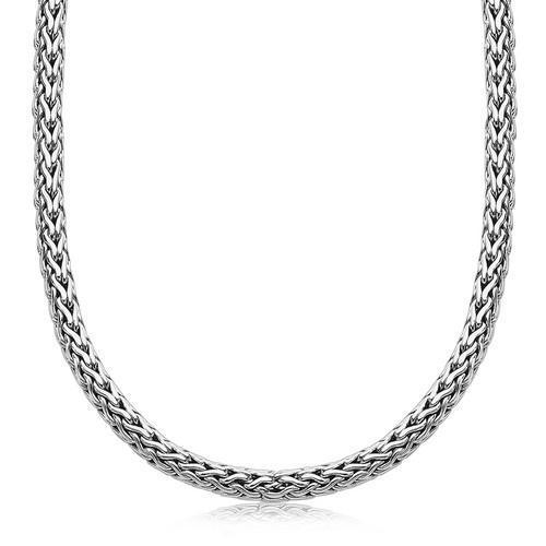 Oxidized Sterling Silver Wheat Style Chain Men's Necklace, size 18''