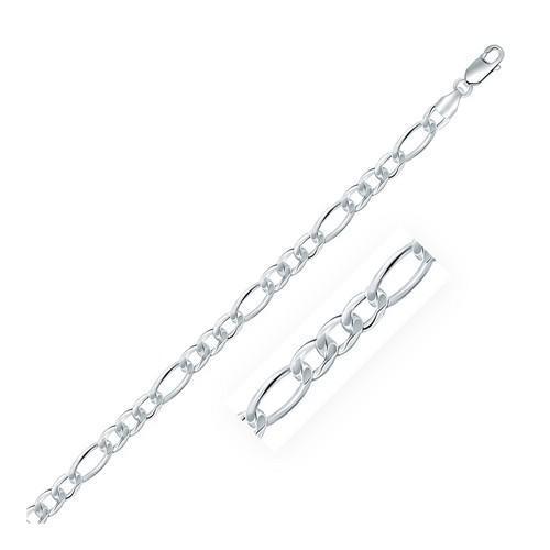 Rhodium Plated 5.5mm Sterling Silver Figaro Style Chain, size 24''