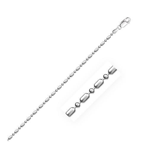 Sterling Silver Rhodium Plated Bead Chain 1.5mm, size 18''