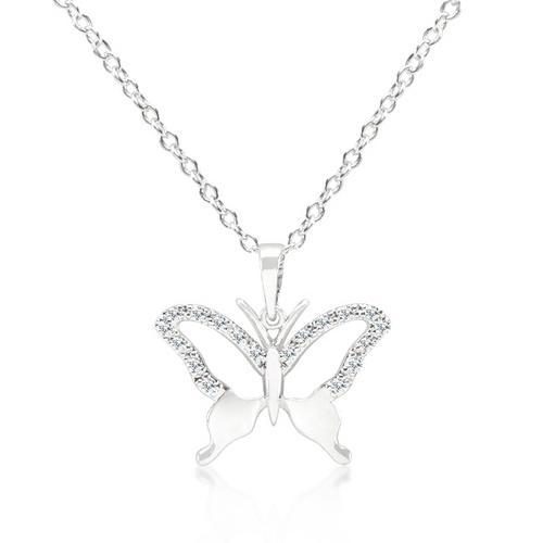 Cubic Zirconia Butterfly Pendant Necklace