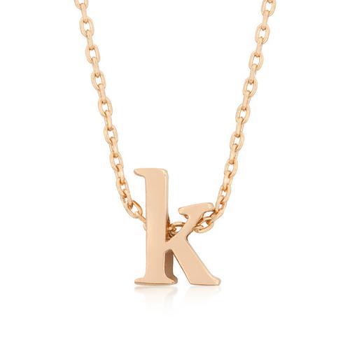 Rose Gold Finish Initial K Pendant