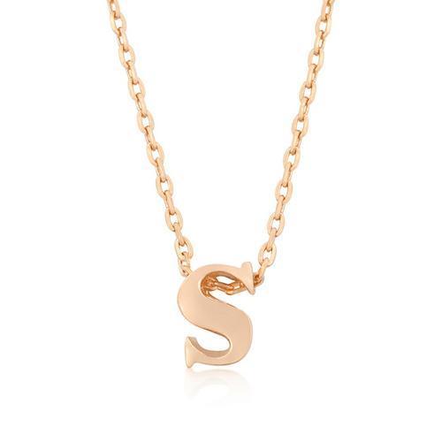 Rose Gold Finish Initial S Pendant