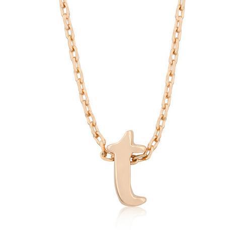 Rose Gold Finish Initial T Pendant