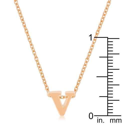 Rose Gold Finish Initial V Pendant