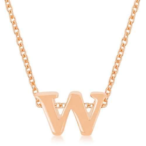 Rose Gold Finish Initial W Pendant