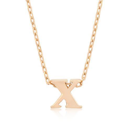 Rose Gold Finish Initial X Pendant