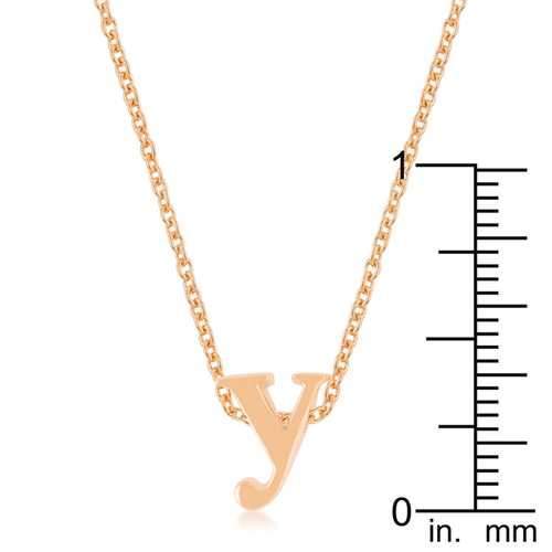 Rose Gold Finish Initial Y Pendant