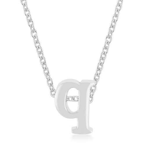 Rhodium Plated Finish Initial Q Pendant