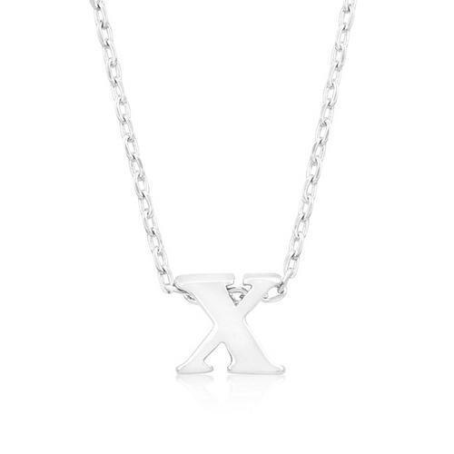 Rhodium Plated Finish Initial X Pendant