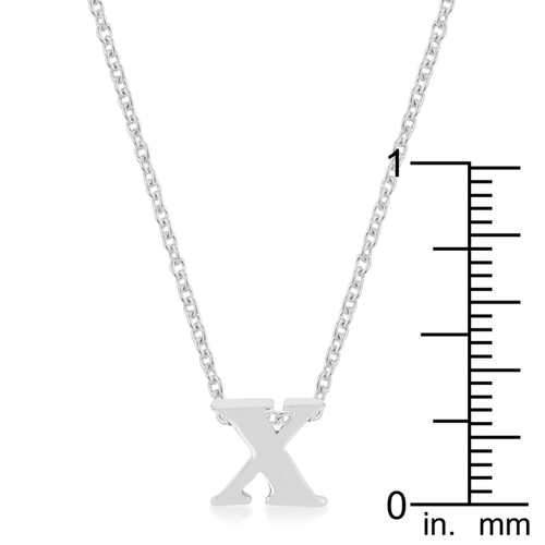 Rhodium Plated Finish Initial X Pendant