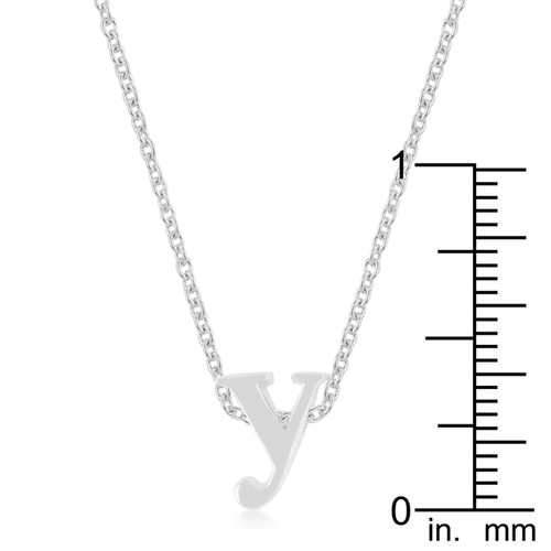 Rhodium Plated Finish Initial Y Pendant