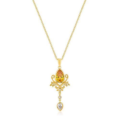 Golden Elegant Teardrop Crest Pendant