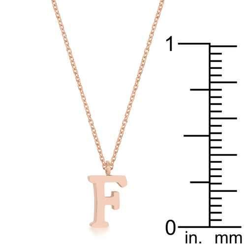 Elaina Rose Gold Stainless Steel F Initial Necklace