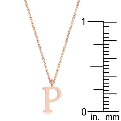 Elaina Rose Gold Stainless Steel P Initial Necklace