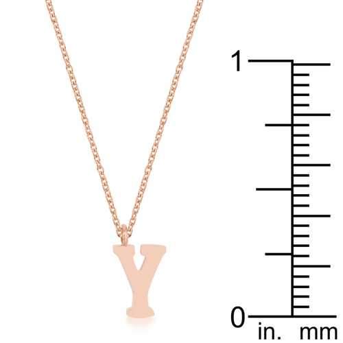 Elaina Rose Gold Stainless Steel Y Initial Necklace