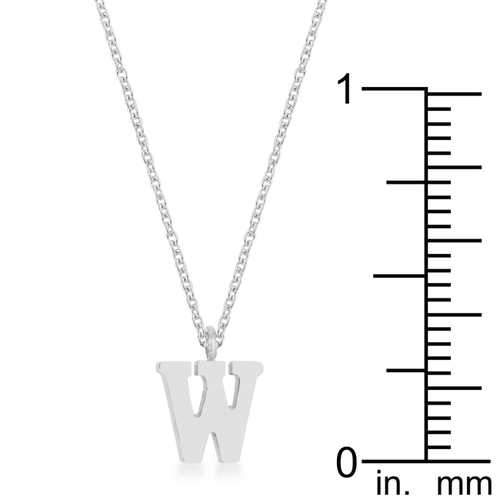 Elaina Rhodium Stainless Steel W Initial Necklace