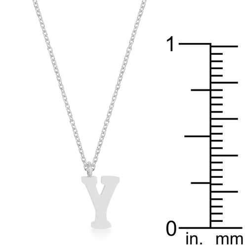 Elaina Rhodium Stainless Steel Y Initial Necklace