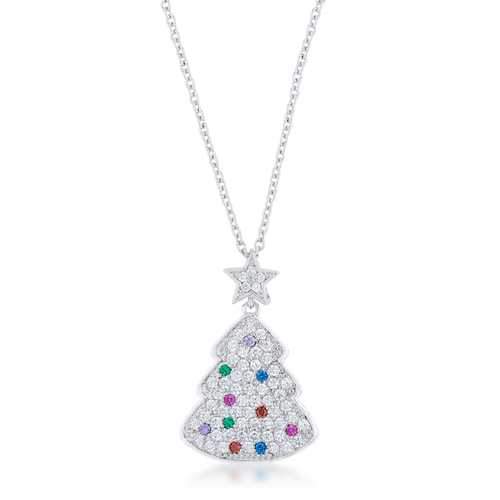 Multicolor Christmas Tree Drop Necklace