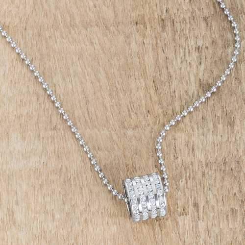 Dreya 1.1ct CZ Rhodium Stainless Steel Necklace