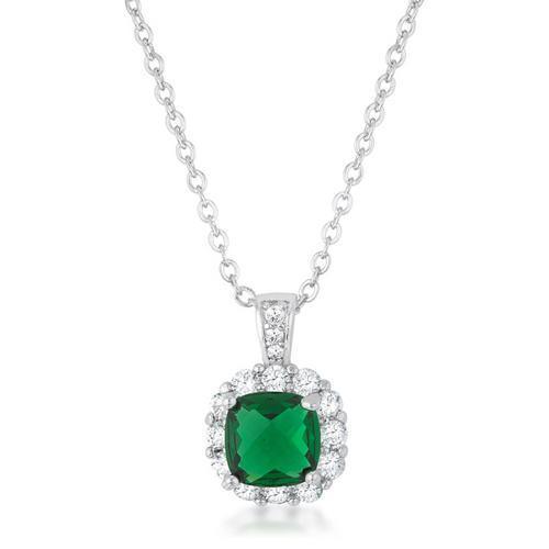 Liz 2.6ct Emerald CZ Rhodium Classic Necklace