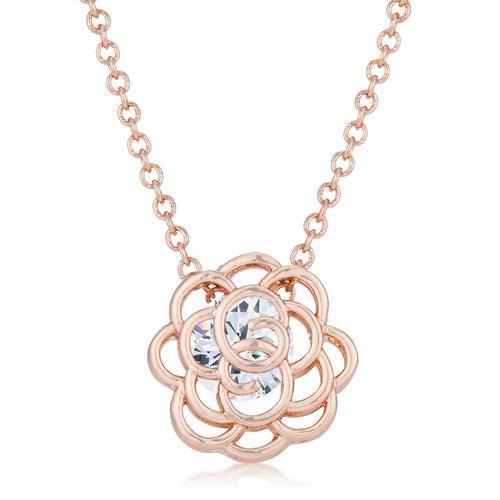 Maya 1.28ct CZ Rose Gold Rose Drop Pendant