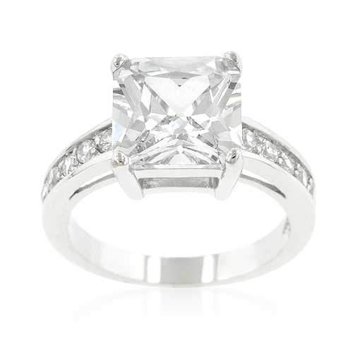 Classic Princess Cut Raised Pave Engagement Ring