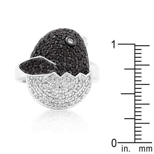 Black and White Cubic Zirconia Baby Chick Ring