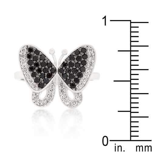 Black and White Cubic Zirconia Butterfly Ring